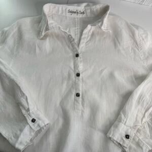 Earth Creations Linen Loose fit Tunic Top White Sz Small Lagenlook Boho Natural